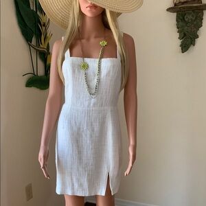 White Dress Abercrombie & Fitch Sleeveless Shoulder Straps with Front Slit / M